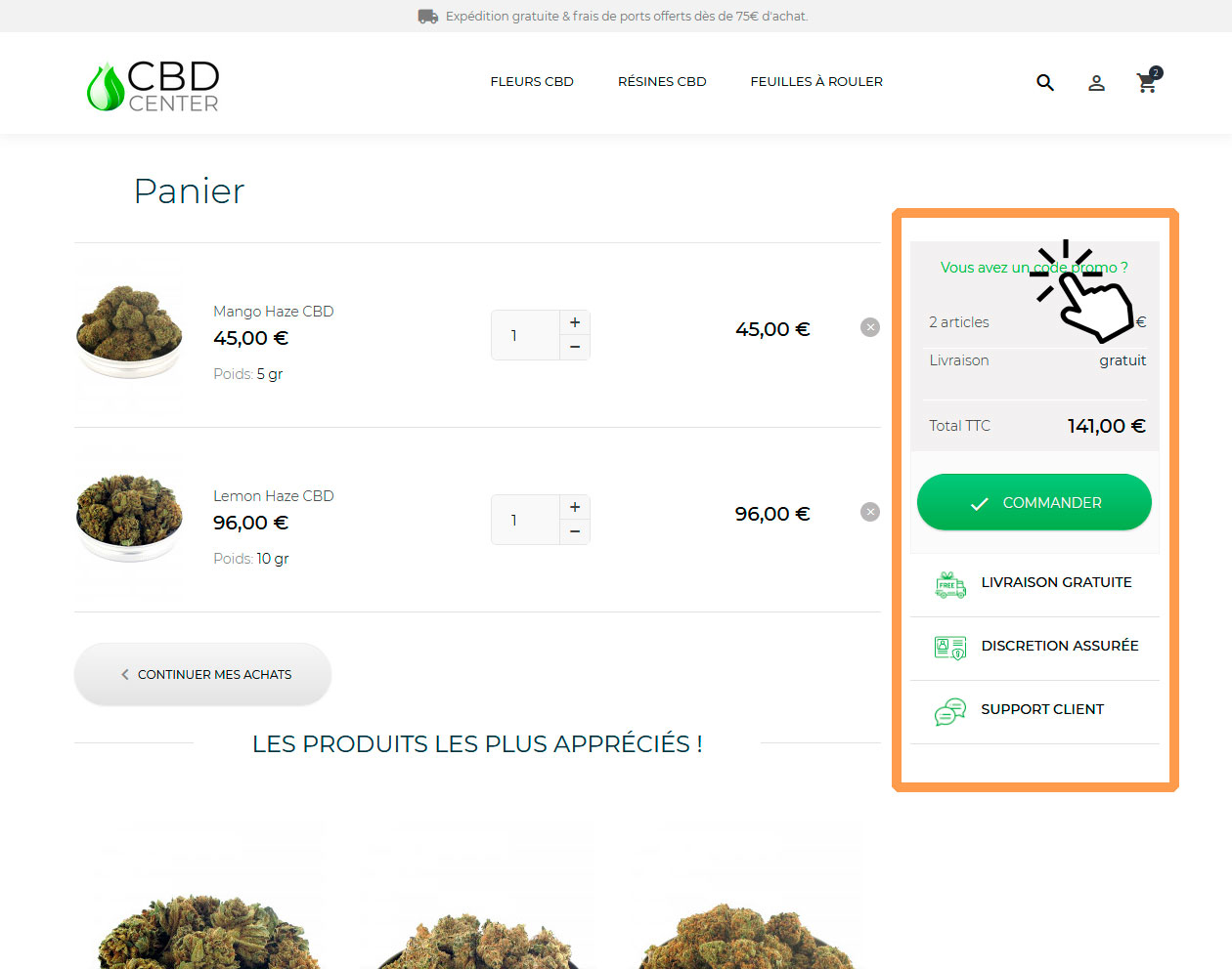 Bon de réduction sur cannabis CBD - Déduction dans le panier chez CBD Center