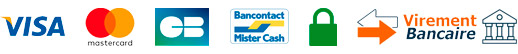 Carte bancaire VISA, MasterCard, Carte Bleue, Bancontact Mister Cash et autres cartes de crédit et de débit comme moyens de paiement disponibles